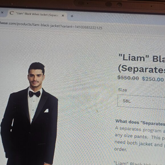 CARDI "Liam" Black Velvet Formal  Tux Jacket Prom Wedding Black Tie sz 58L - Picture 10 of 10